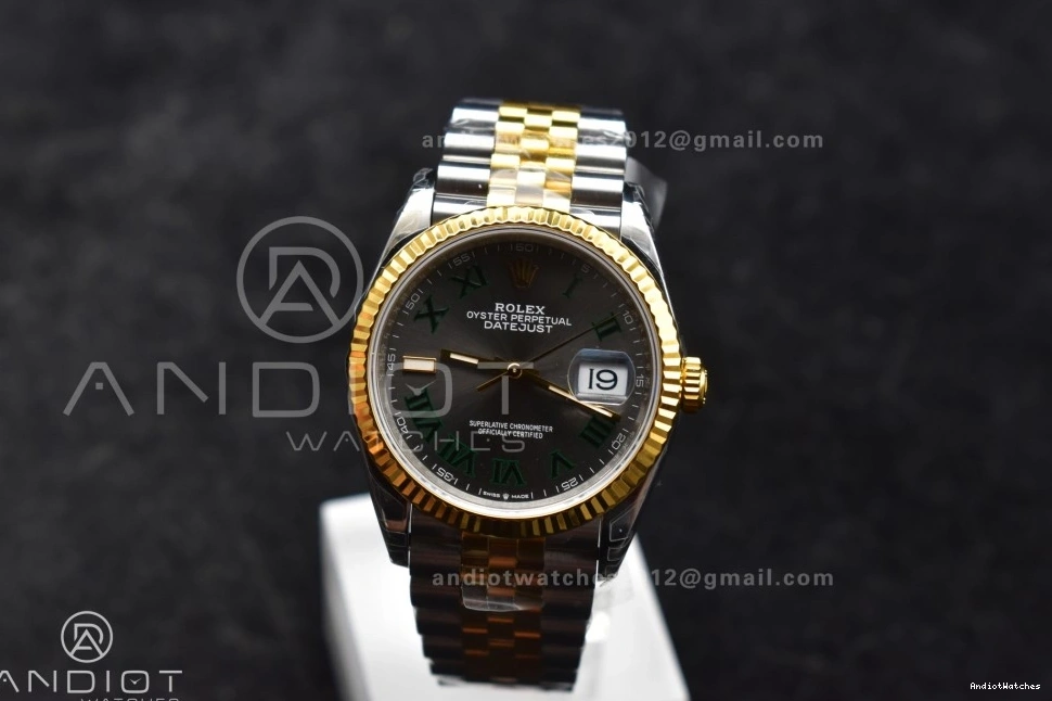 1:1 VS 36 904L Jubilee on DateJust Gray Marker ModernLook Steel VSF Best Roman SS RG Dial 578 Edition 126231 Bracelet Green 0725
